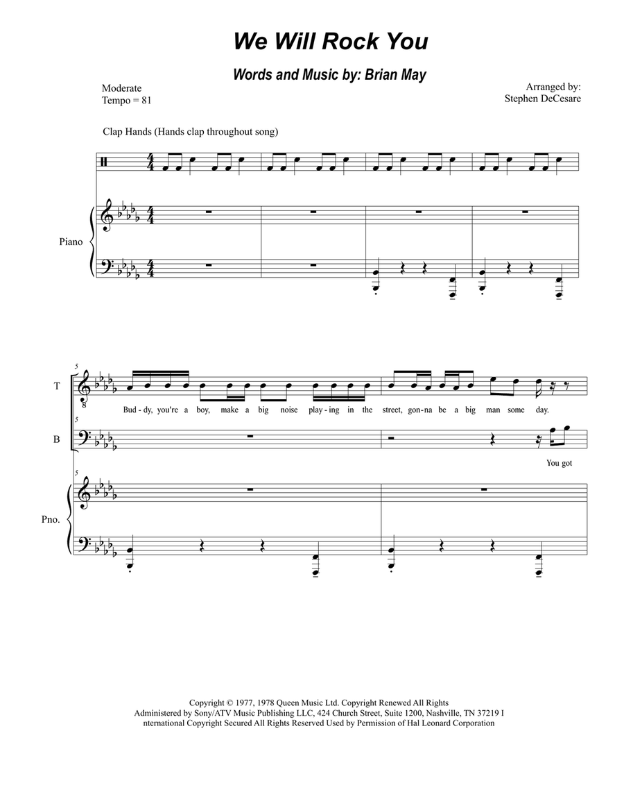 We Will Rock You Vocal Duet scores gallery preview page 1