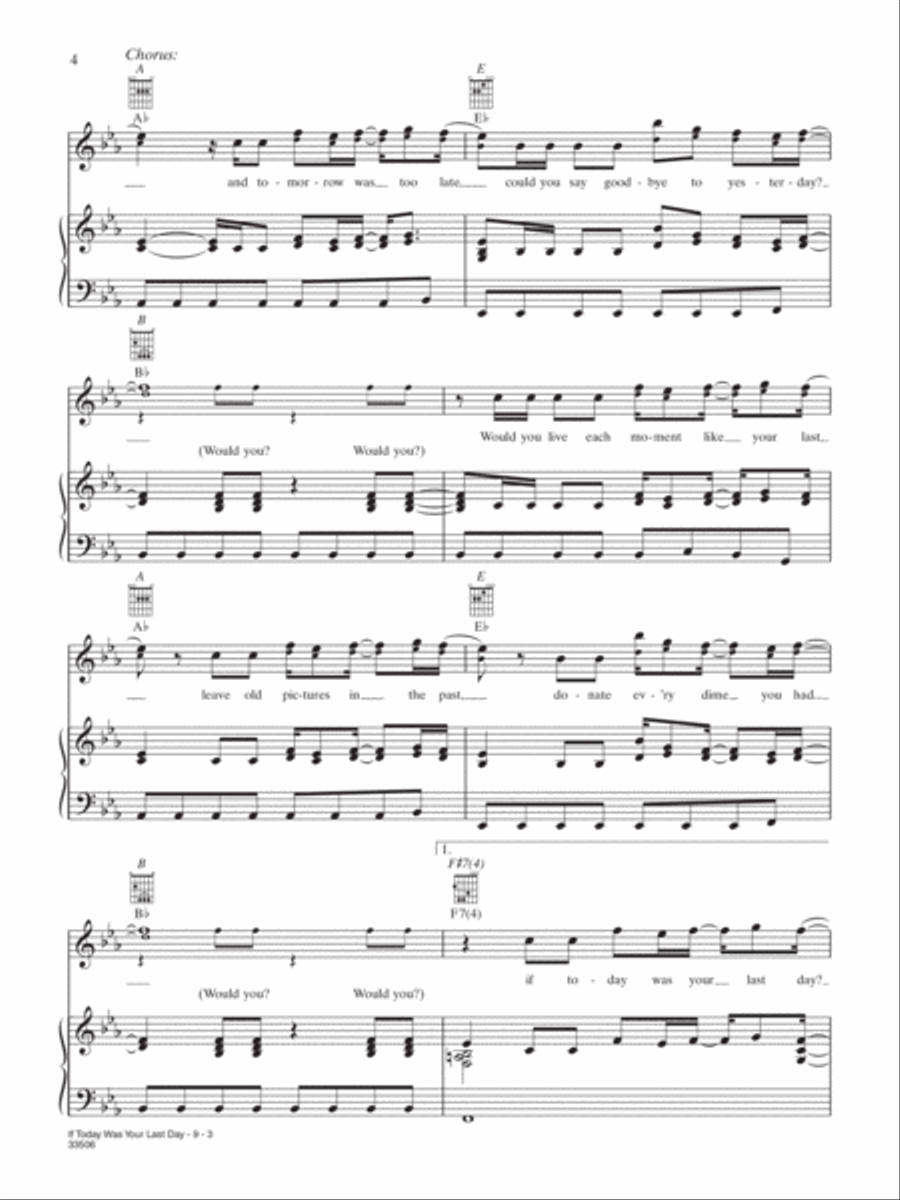 If Today Was Your Last Day Piano, Vocal, Guitar scores gallery preview page 3