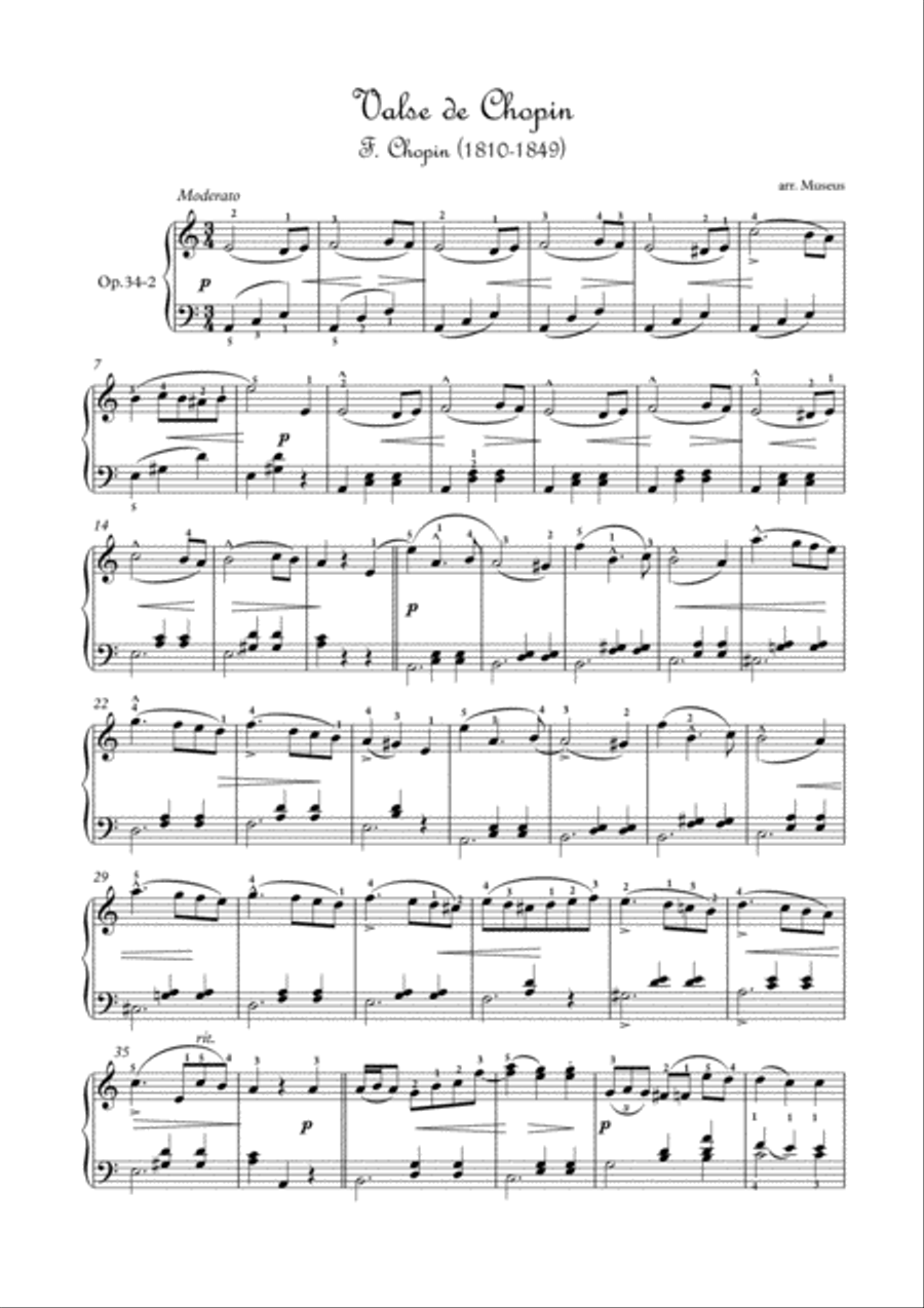 Masterpieces for easy piano 1 by F.Chopin and L.Duschek. Easy Piano scores gallery preview page 1