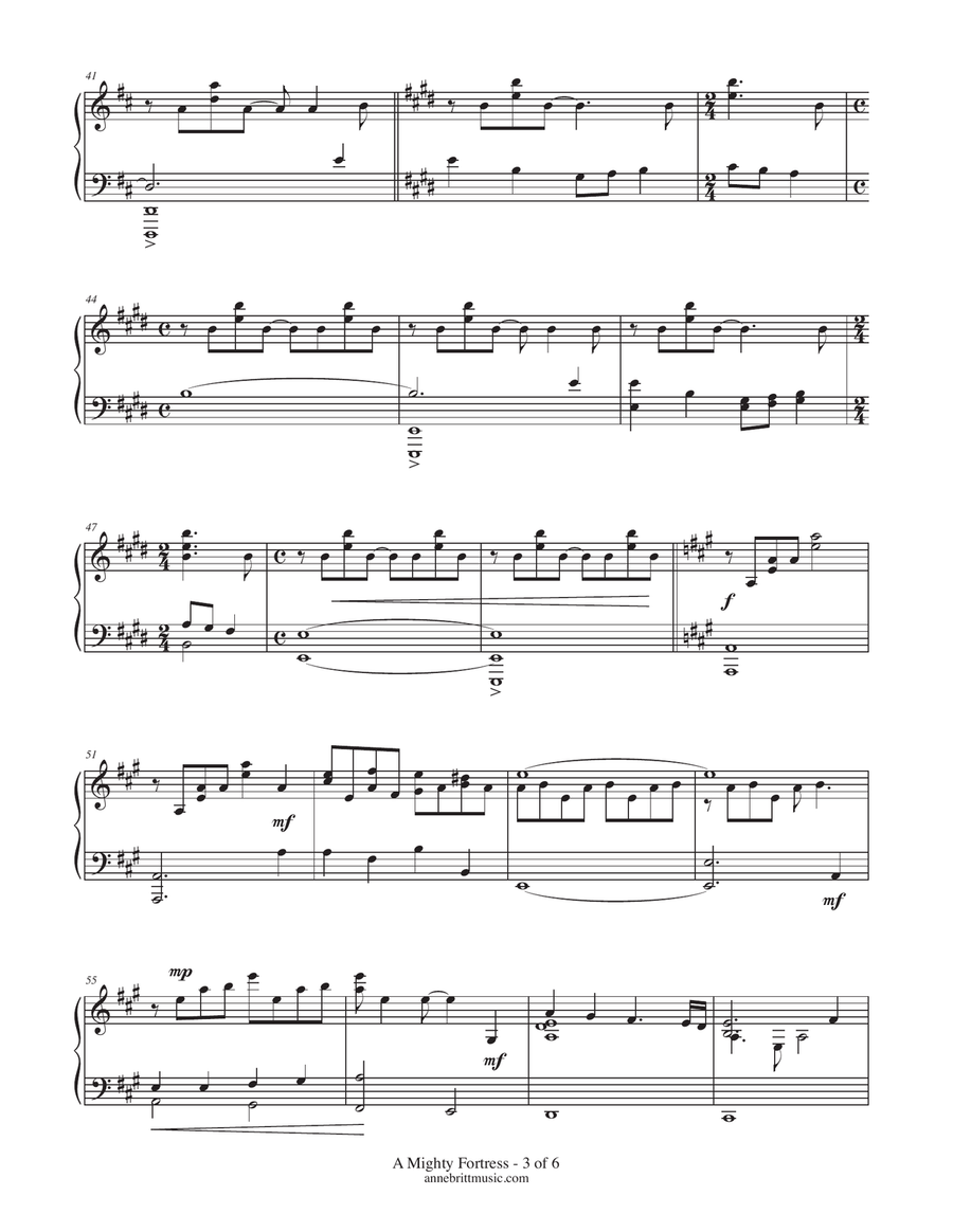 A Mighty Fortress Is Our God Piano Solo scores gallery preview page 3