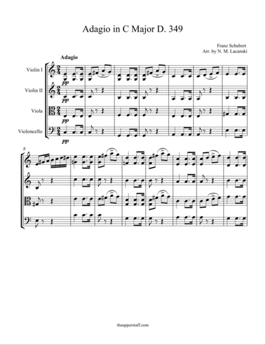 Adagio in C Major D. 349 String Quartet scores gallery preview page 1