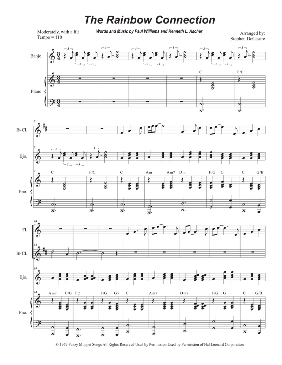 The Rainbow Connection Woodwind Duet scores gallery preview page 1