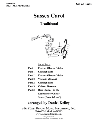 Book cover for Sussex Carol for String Trio (or Wind Trio or Mixed Trio) Music for Three