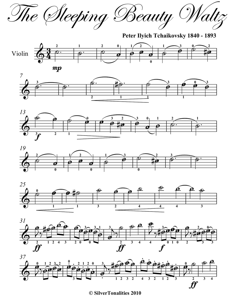 Sleeping Beauty Waltz Easy Violin Sheet Music Sleeping Beauty Waltz Easy Violin Sheet Music Violin Solo scores gallery preview page 2