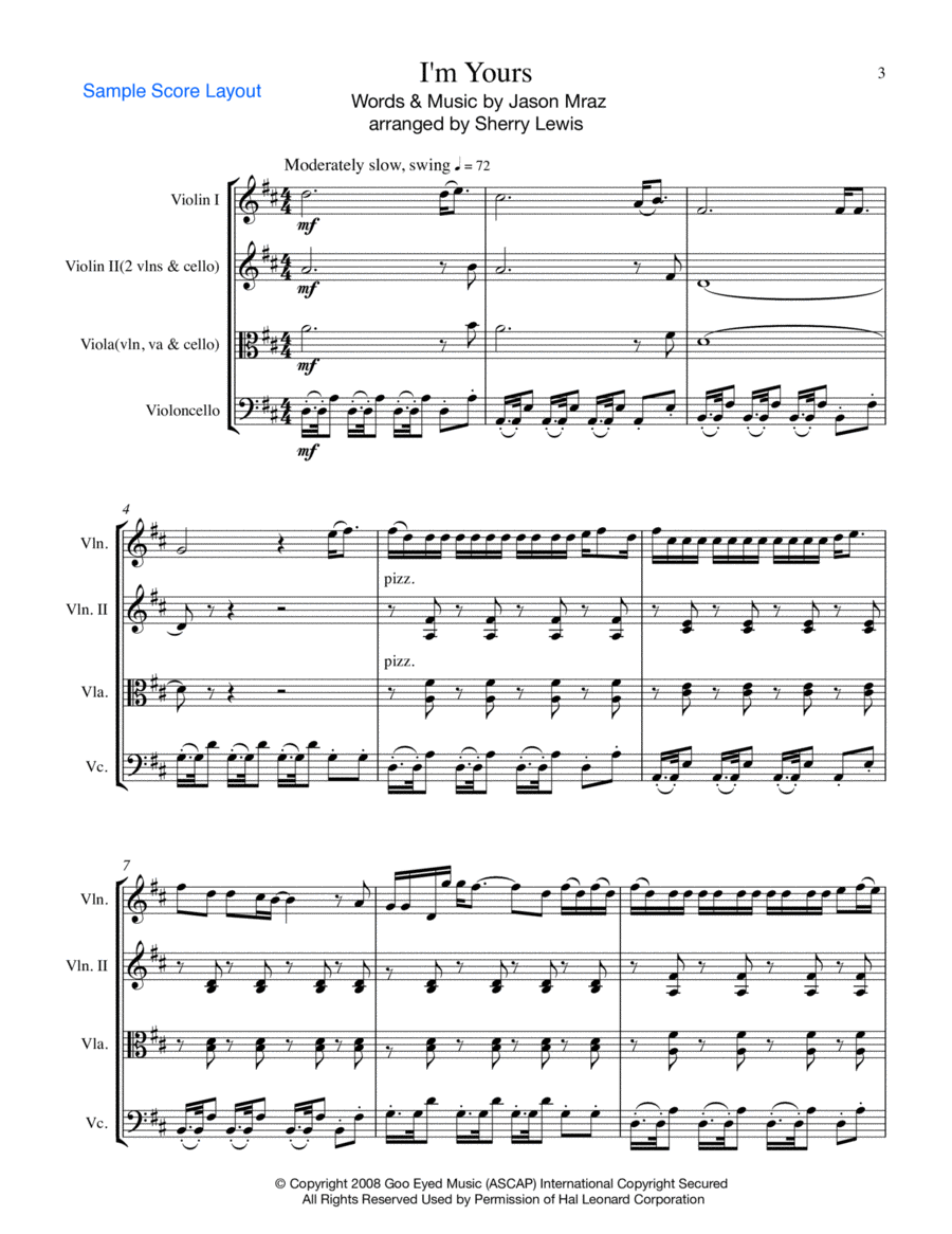 I'm Yours String Trio scores gallery preview page 1