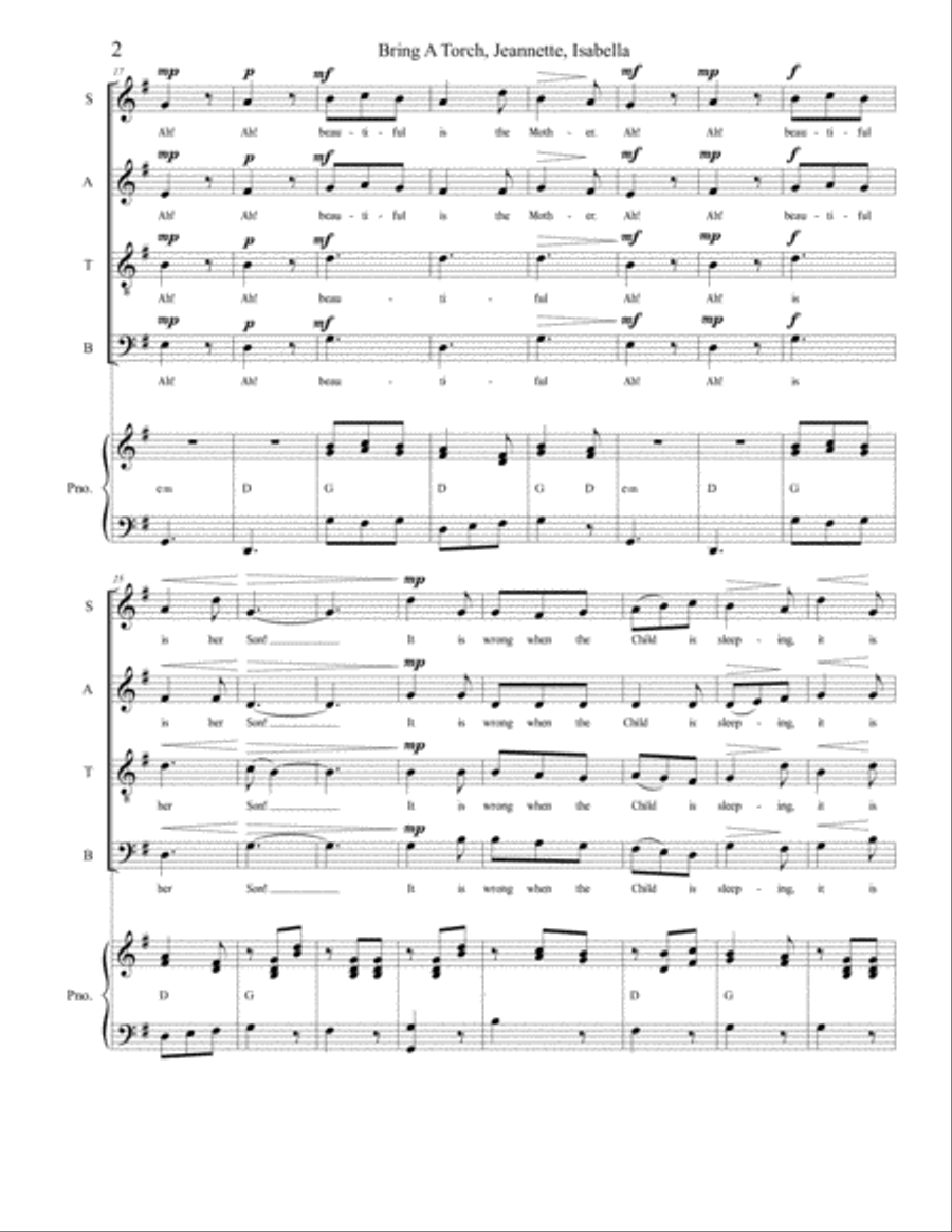 Bring a Torch, Jeannette, Isabella 4-Part scores gallery preview page 2