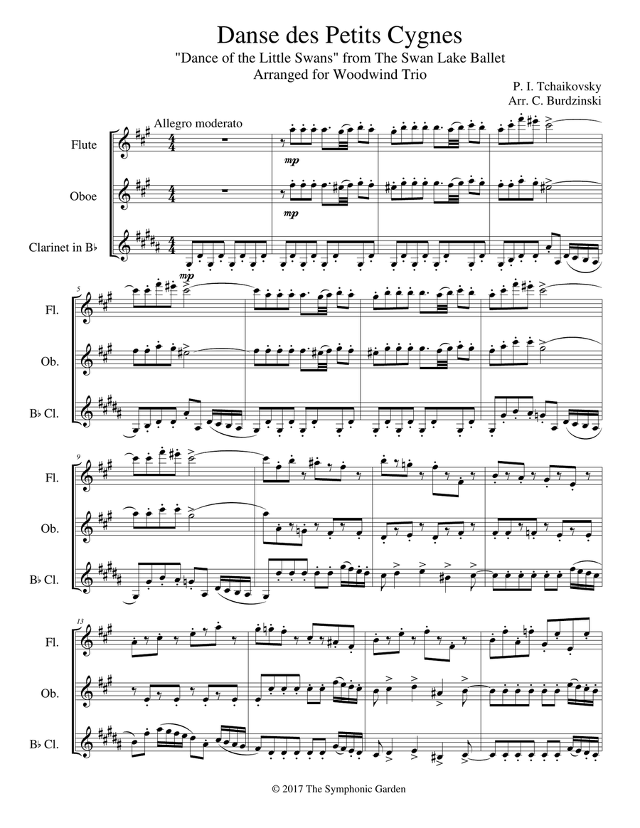 Dance of the Little Swans from Swan Lake - woodwind trio (flute, oboe, clarinet) Woodwind Trio scores gallery preview page 1