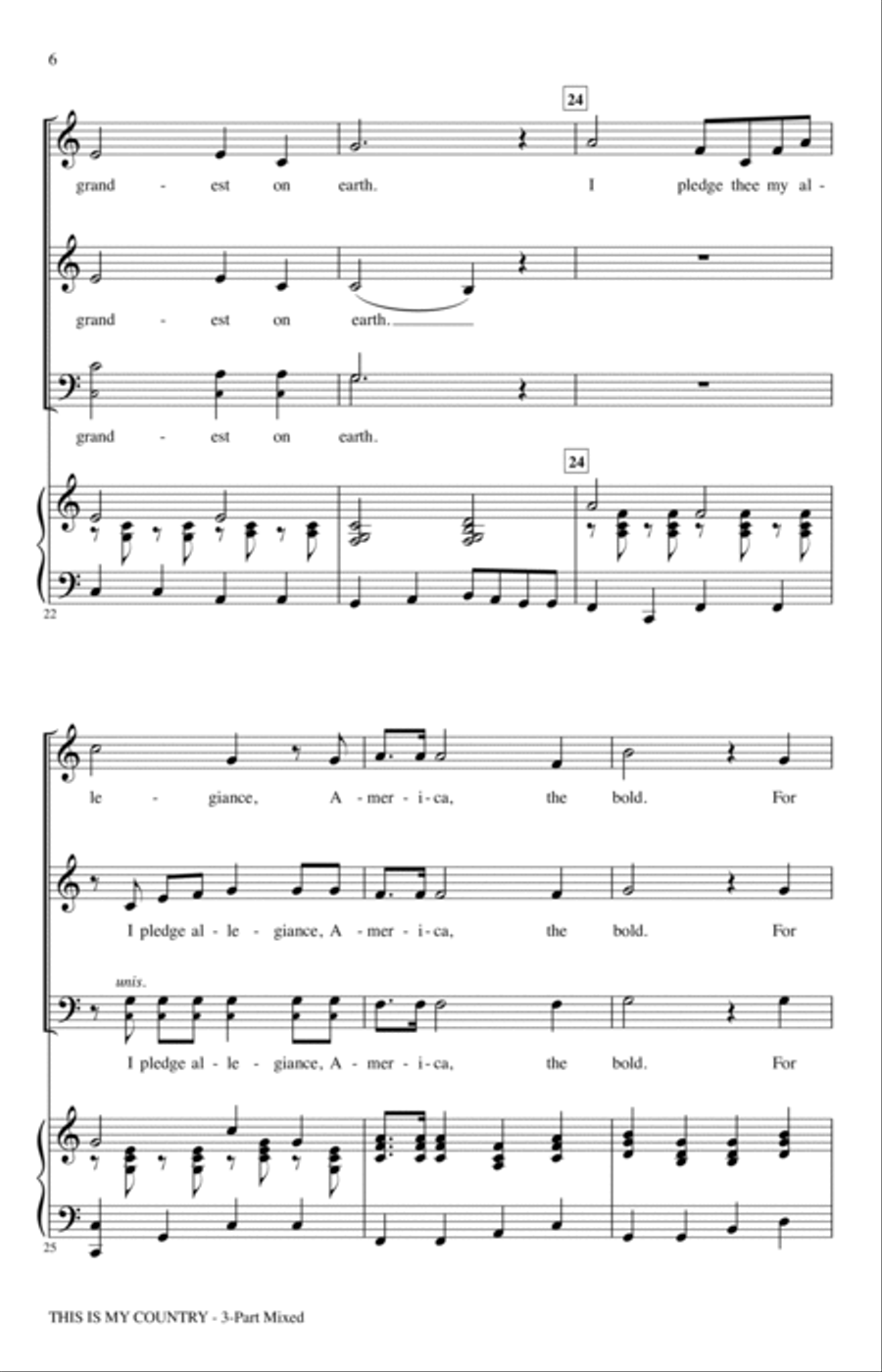 This Is My Country (arr. Cristi Cary Miller) 3-Part scores gallery preview page 4