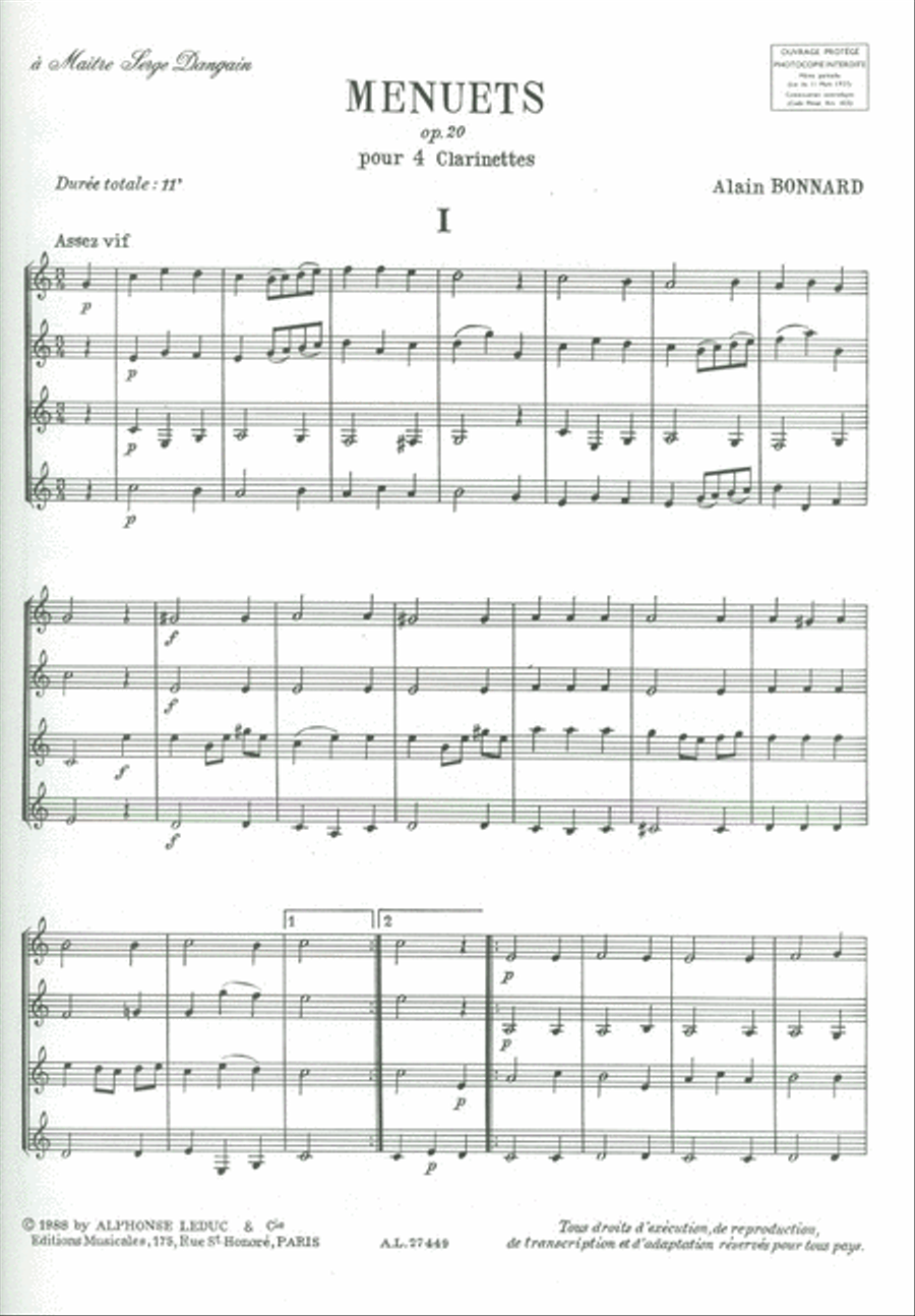 Menuets Op.20 (clarinets 4) Clarinet scores gallery preview page 2