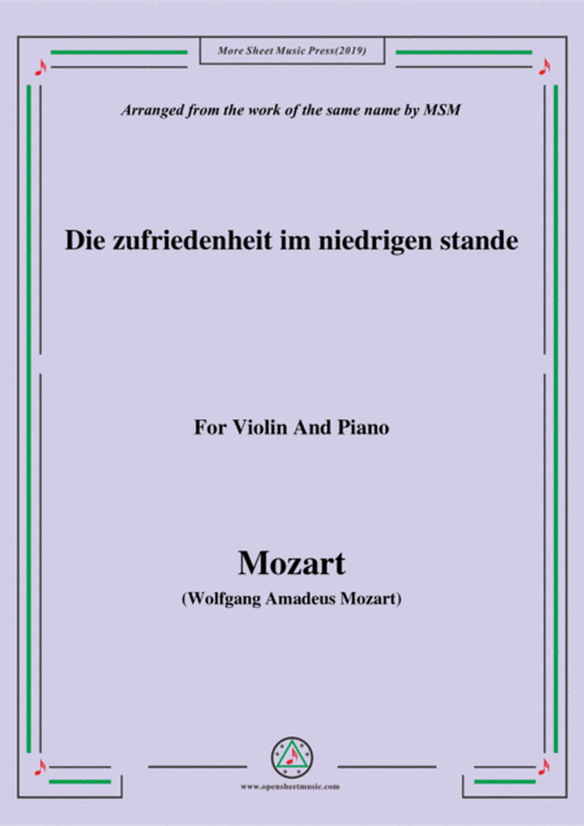 Mozart-Die zufriedenheit im niedrigen stande,for Violin and Piano image number null