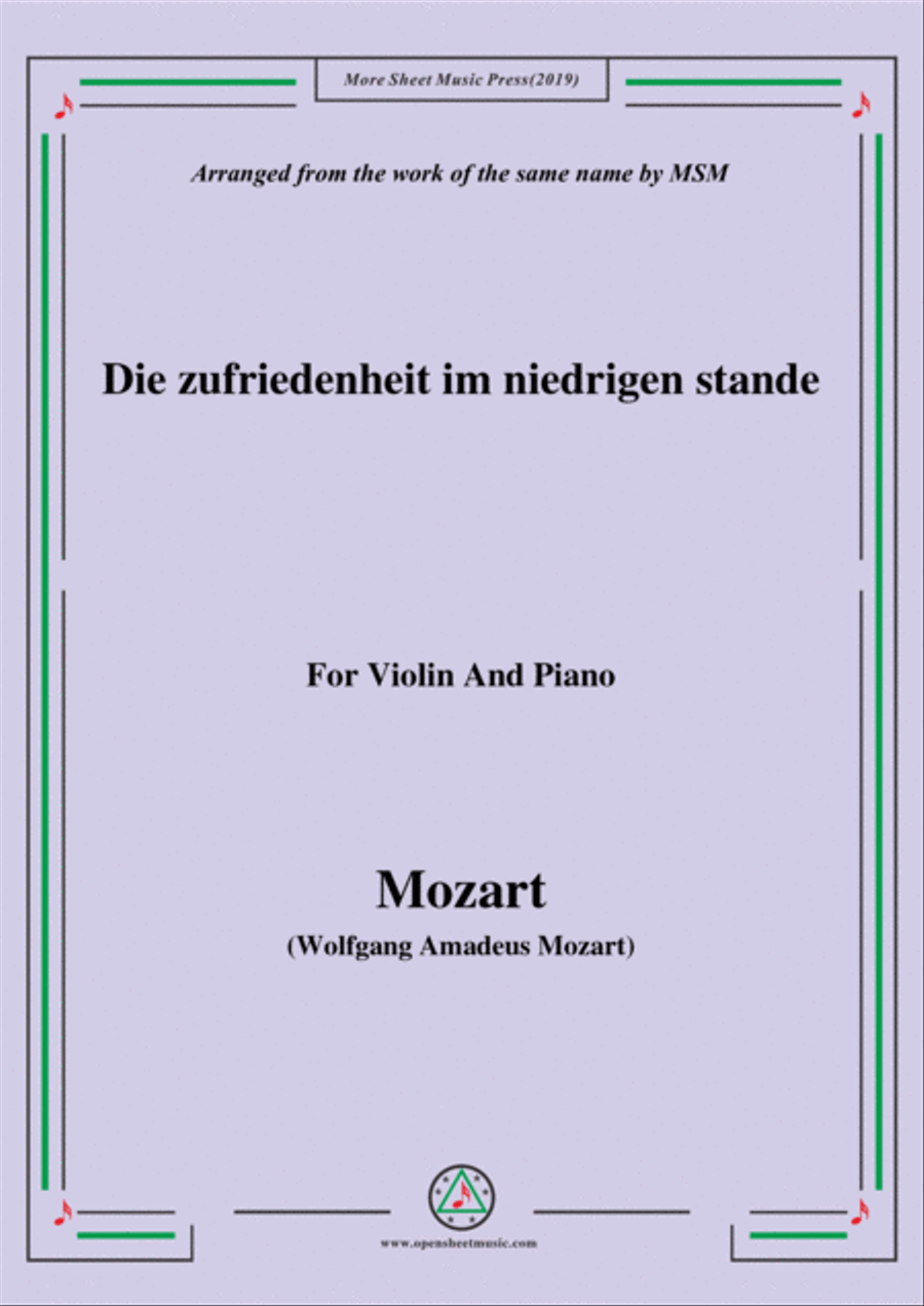 Mozart-Die zufriedenheit im niedrigen stande,for Violin and Piano Violin Solo scores gallery preview page 1