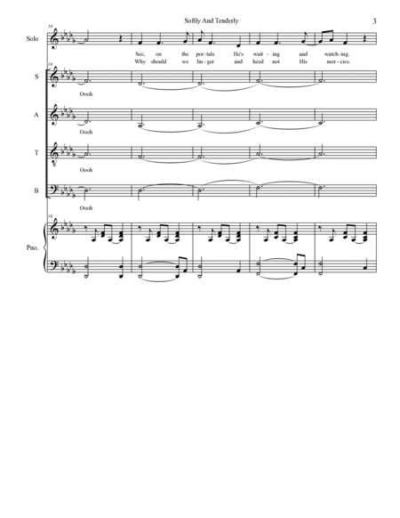 Softly And Tenderly (Solo with SATB) image number null