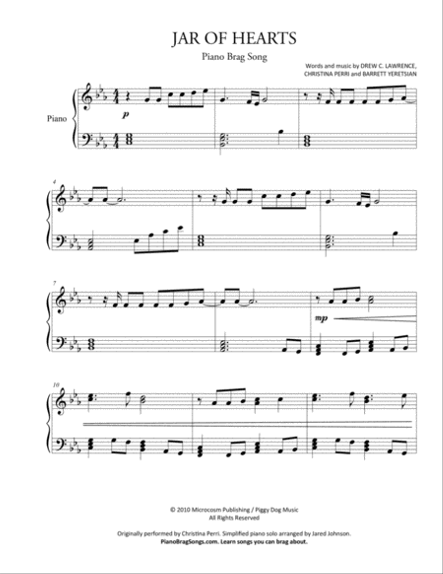 Jar Of Hearts Easy Piano scores gallery preview page 2