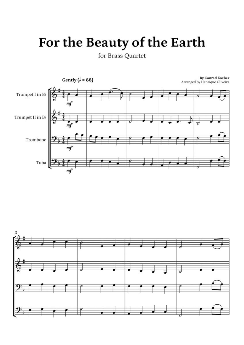For the Beauty of the Earth (for Brass Quartet) - Easter Hymn image number null