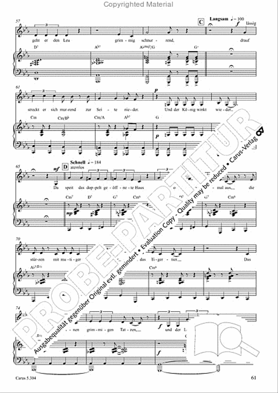 Schindler: Rosenzeit. Ein Liederzyklus uber die Liebe. Chansons fur Singstimme und Klavier Piano scores gallery preview page 62
