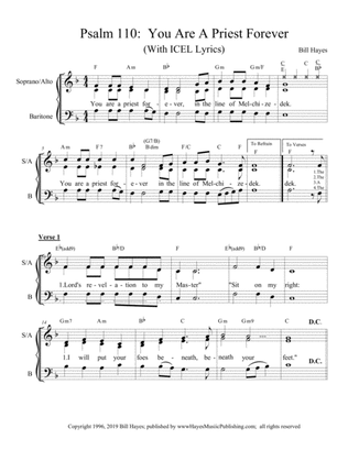 Psalm 110: You Are A Priest Forever - SAB choral with ICEL lyrics for the Solemnity of the Body and