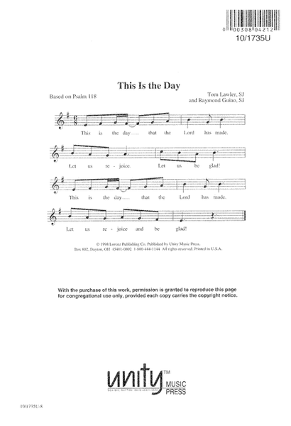 This is the Day  Sheet Music