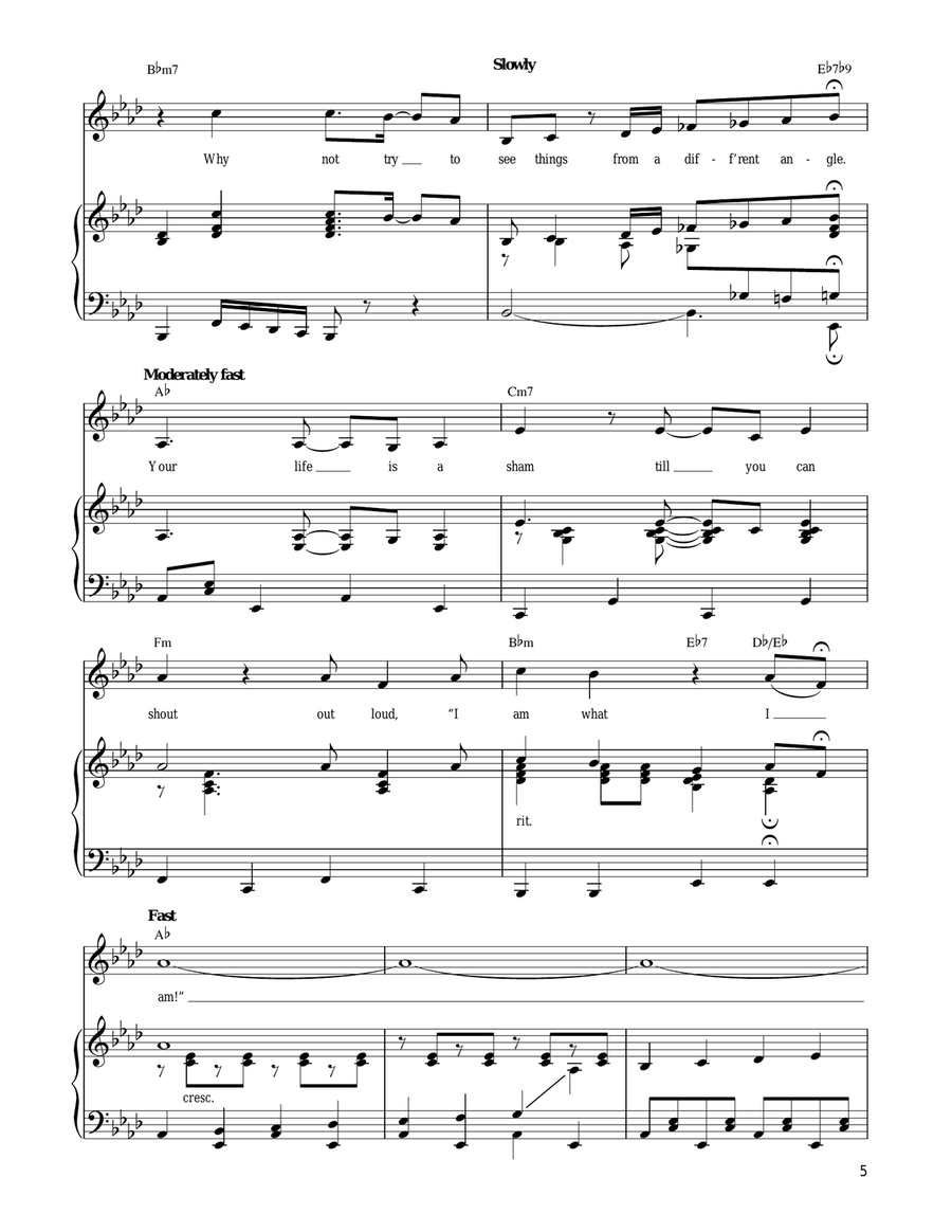 I Am What I Am (from La Cage Aux Folles) Piano, Vocal, Guitar scores gallery preview page 5