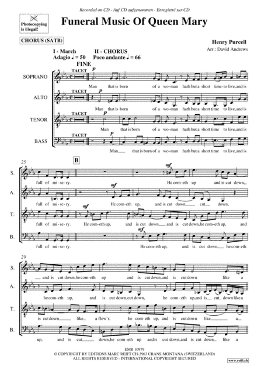 Funeral Music Of Queen Mary 4-Part scores gallery preview page 4