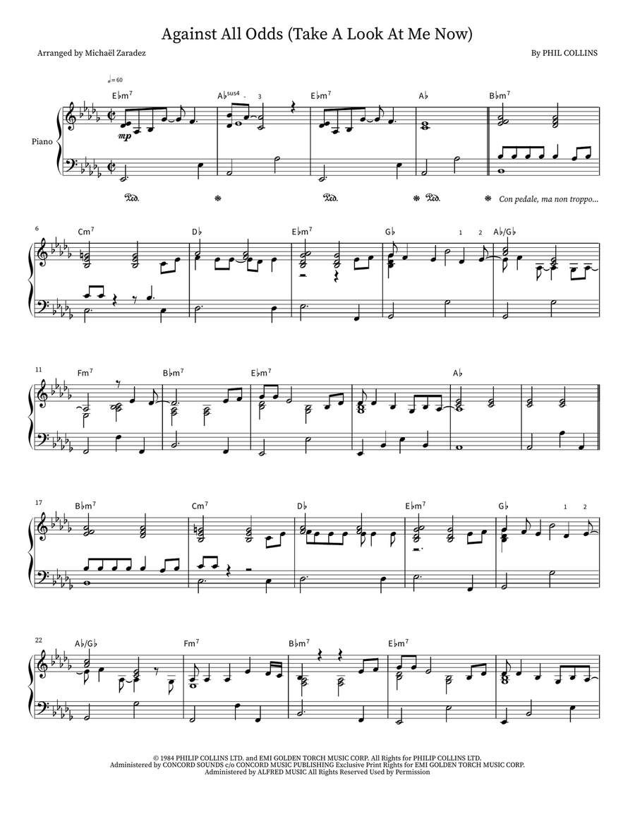 Against All Odds (Take A Look At Me Now) Piano scores gallery preview page 1