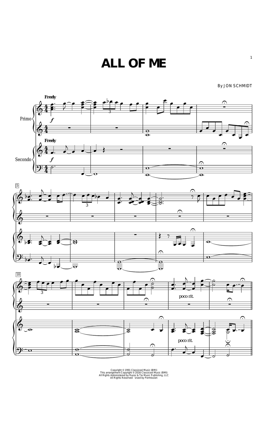 All Of Me 1 Piano, 4-Hands scores gallery preview page 1