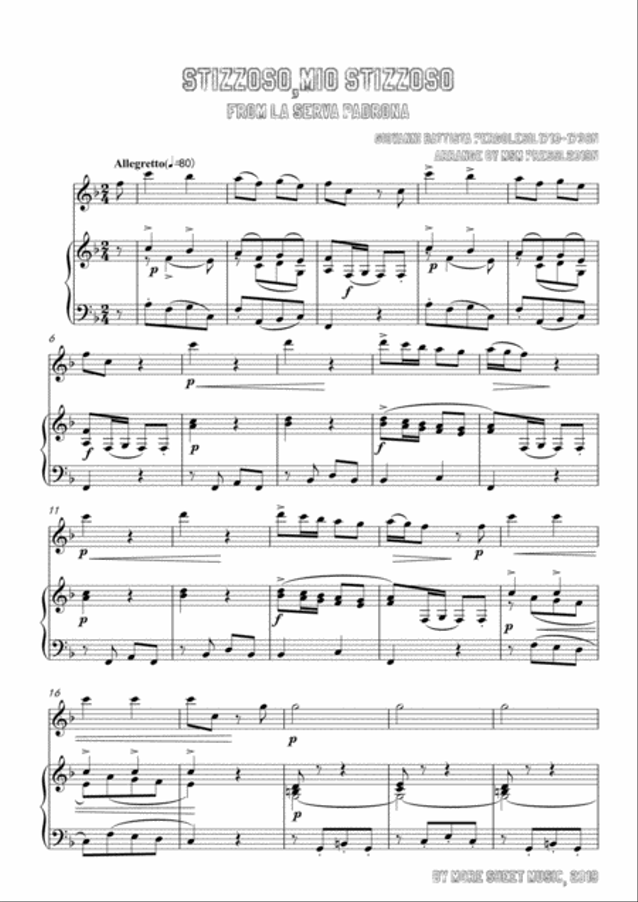 Pergolesi-Stizzoso,mio stizzoso,for Flute and Piano Flute Solo scores gallery preview page 3