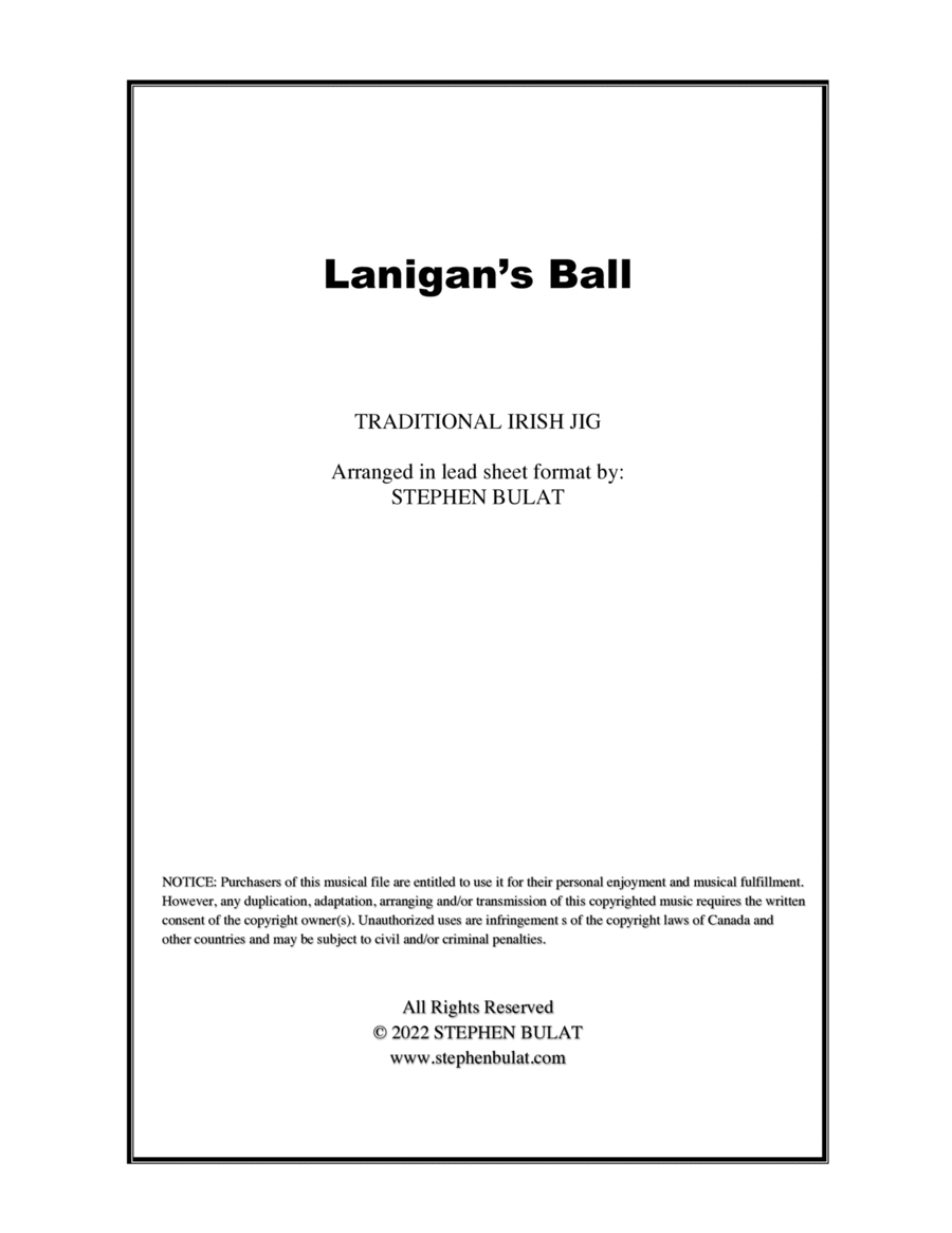 Lanigan's Ball (Irish Traditional) - Lead sheet in original key of Em Large Ensemble scores gallery preview page 1