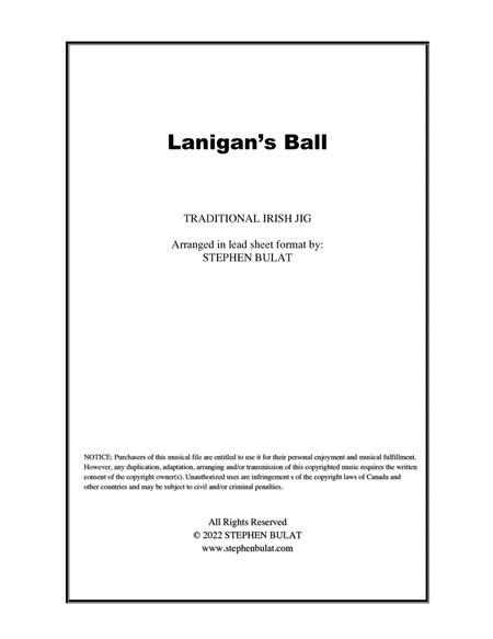 Lanigan's Ball (Irish Traditional) - Lead sheet in original key of Em