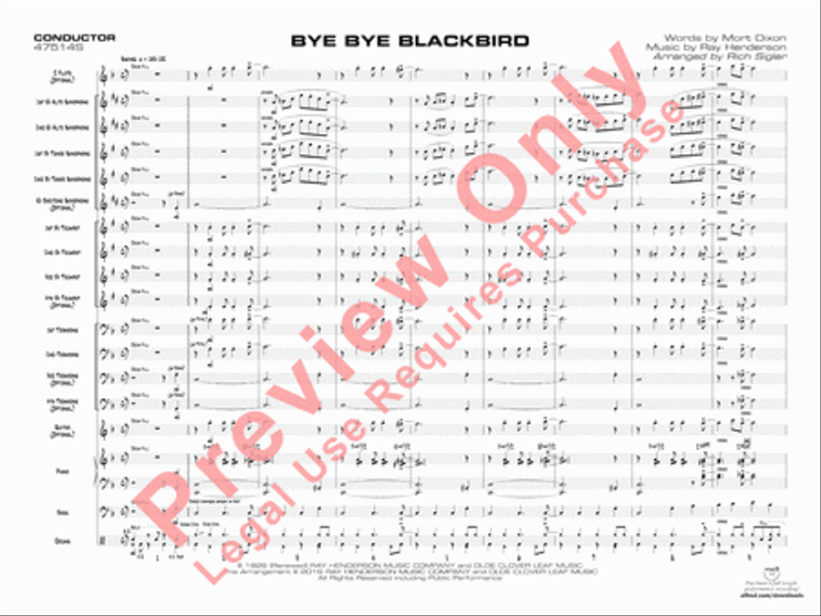 Bye Bye Blackbird Jazz Ensemble scores gallery preview page 4