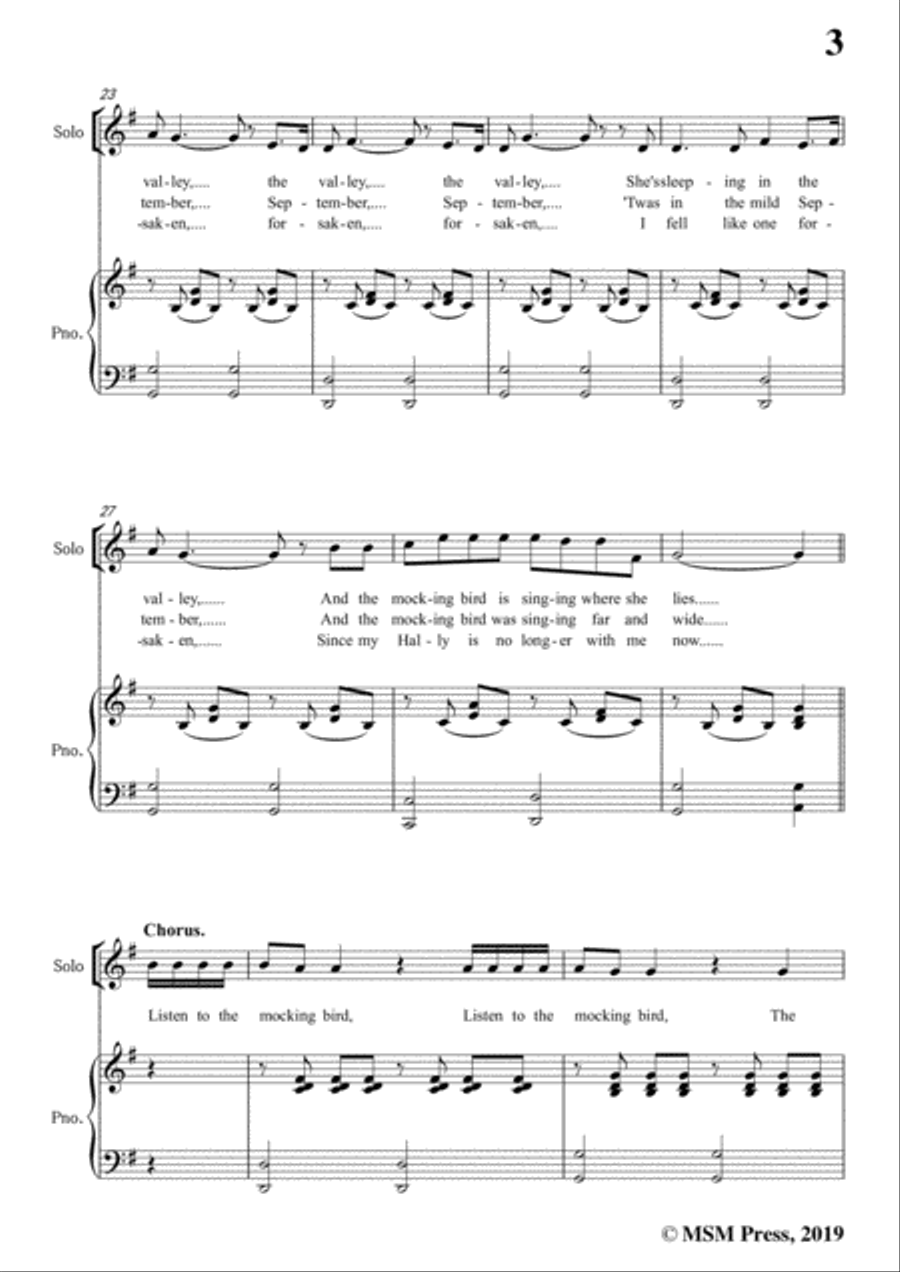Alice Hawthorne-Listen to the Mocking Bird,in G Major,for Voice&Piano Voice scores gallery preview page 5