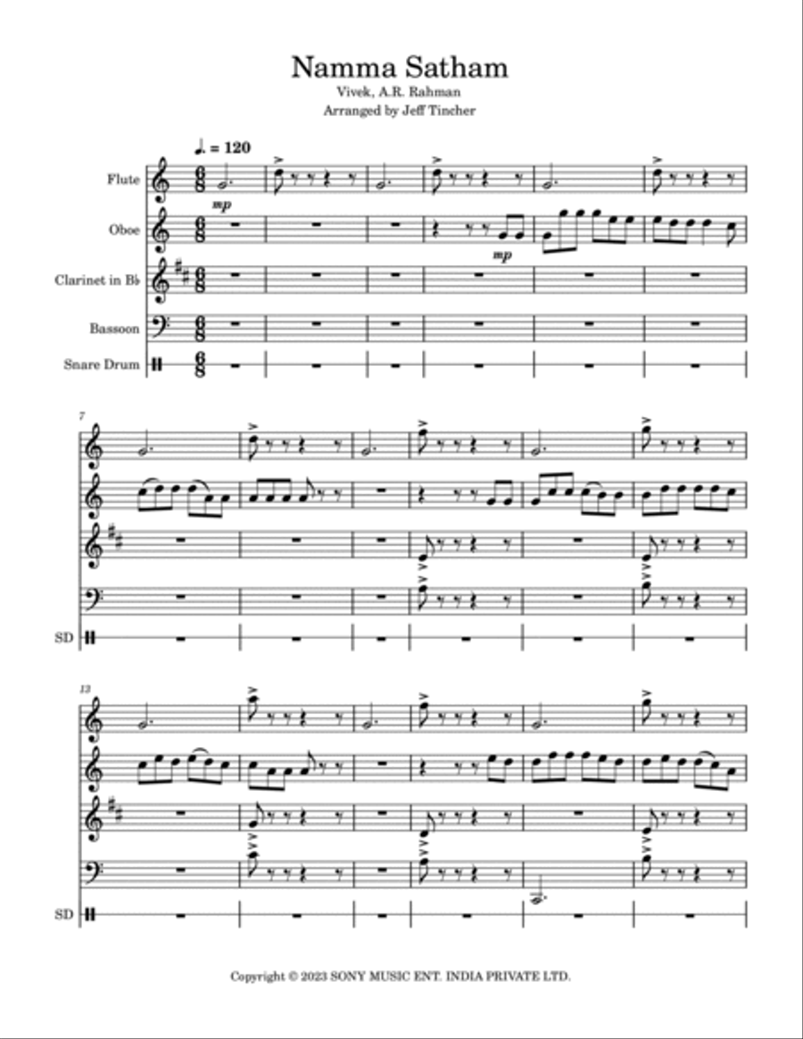Namma Satham Woodwind Quartet scores gallery preview page 2