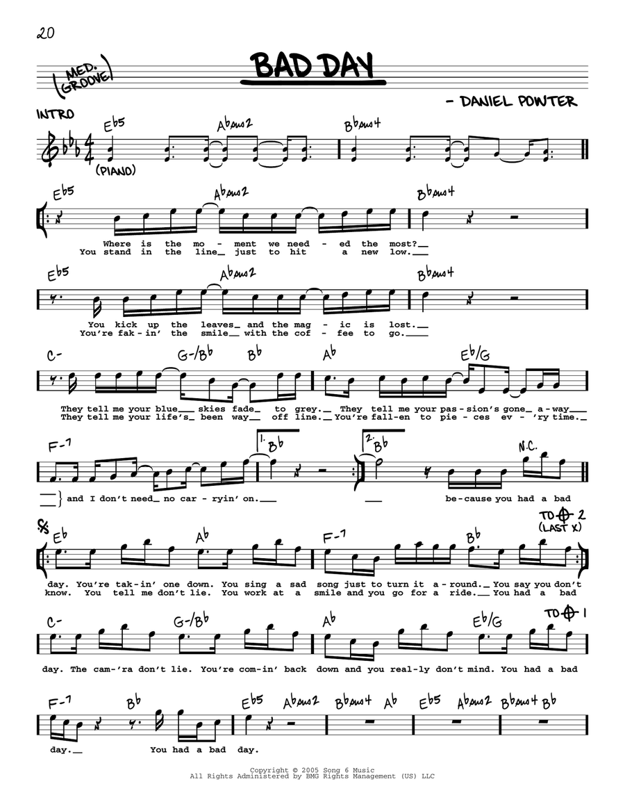 Bad Day Voice scores gallery preview page 1