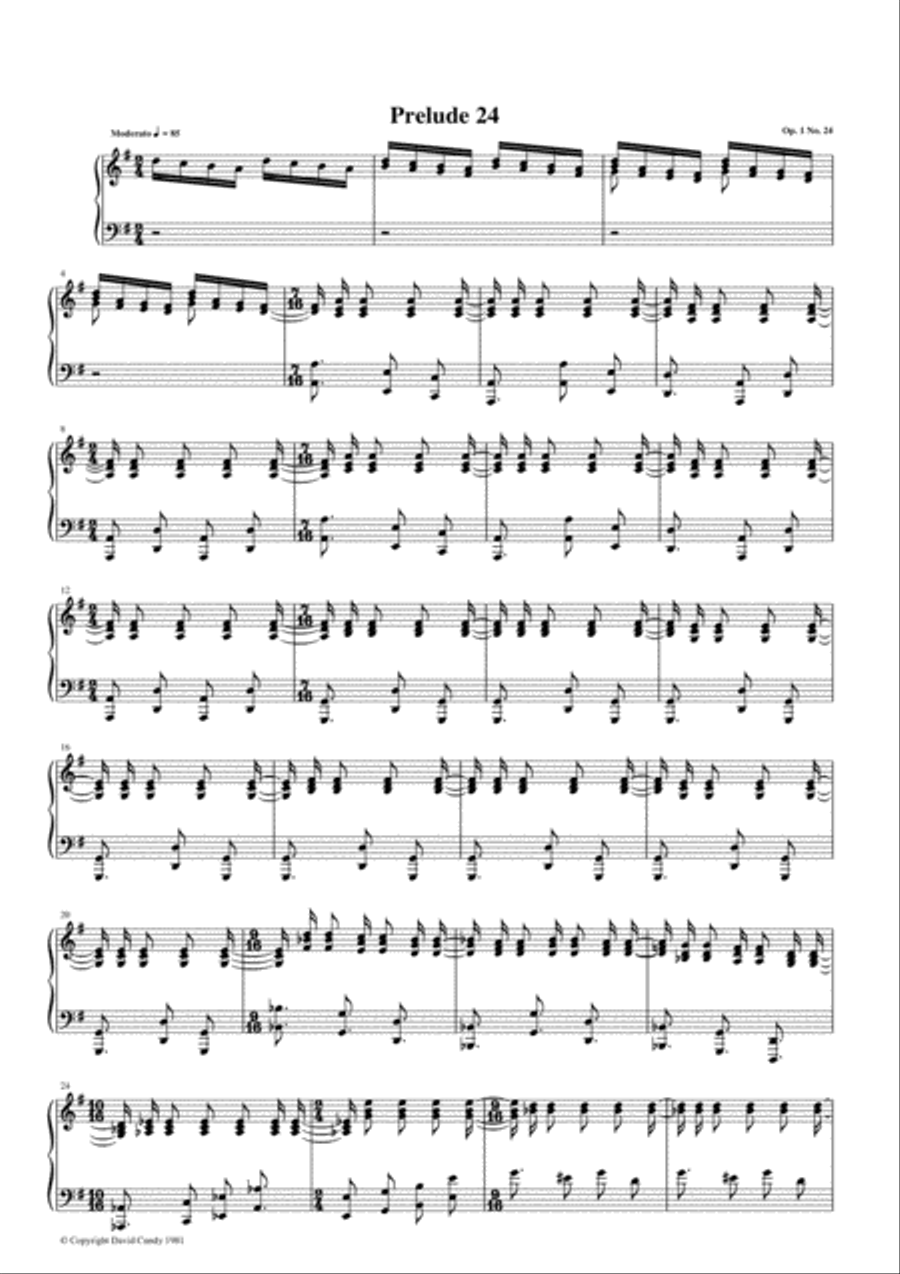Prelude #24, Op. 1, No. 24 Piano Solo scores gallery preview page 1