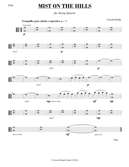 MIST ON THE HILLS - String Quartet (Parts Only) image number null