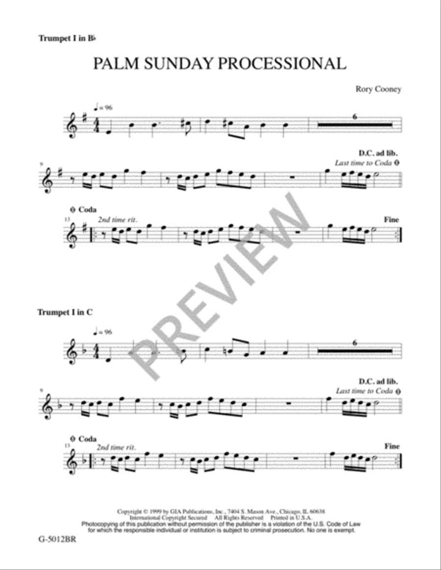 Palm Sunday Processional - Brass Quartet edition Brass Quartet scores gallery preview page 2