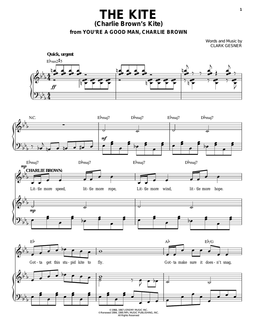The Kite (Charlie Brown's Kite) Piano, Vocal scores gallery preview page 1