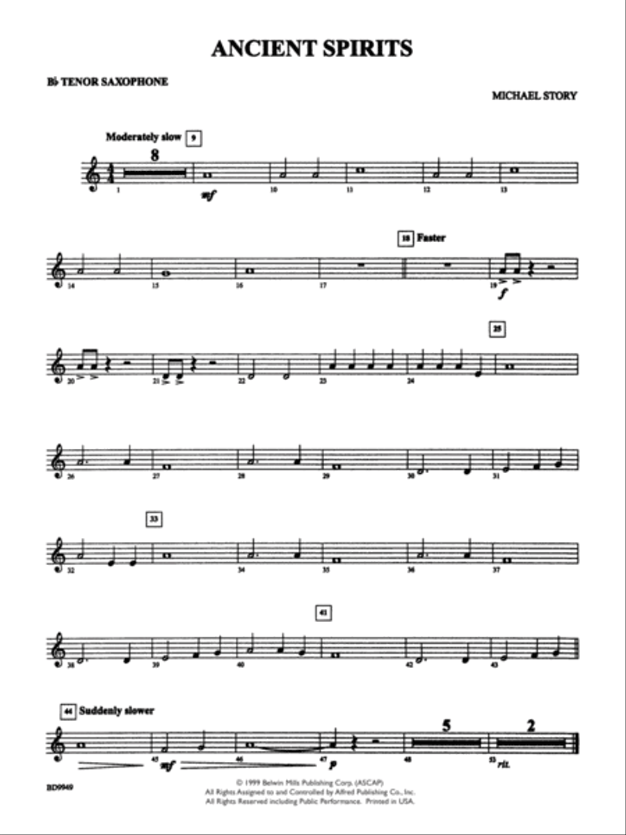 Ancient Spirits: B-flat Tenor Saxophone Concert Band scores gallery preview page 1