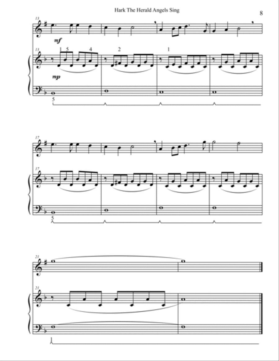 Christmas Duets for Clarinet & Piano: Hark The Herald Angels Sing Woodwind Duet scores gallery preview page 2