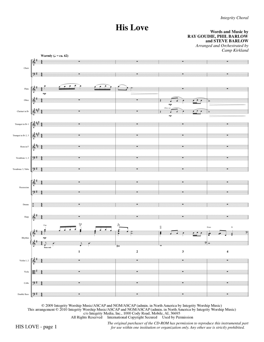 His Love - Full Score Choir scores gallery preview page 1