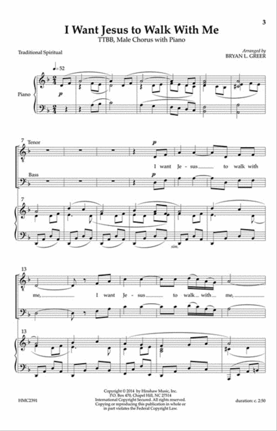 I Want Jesus to Walk with Me TTBB scores gallery preview page 2