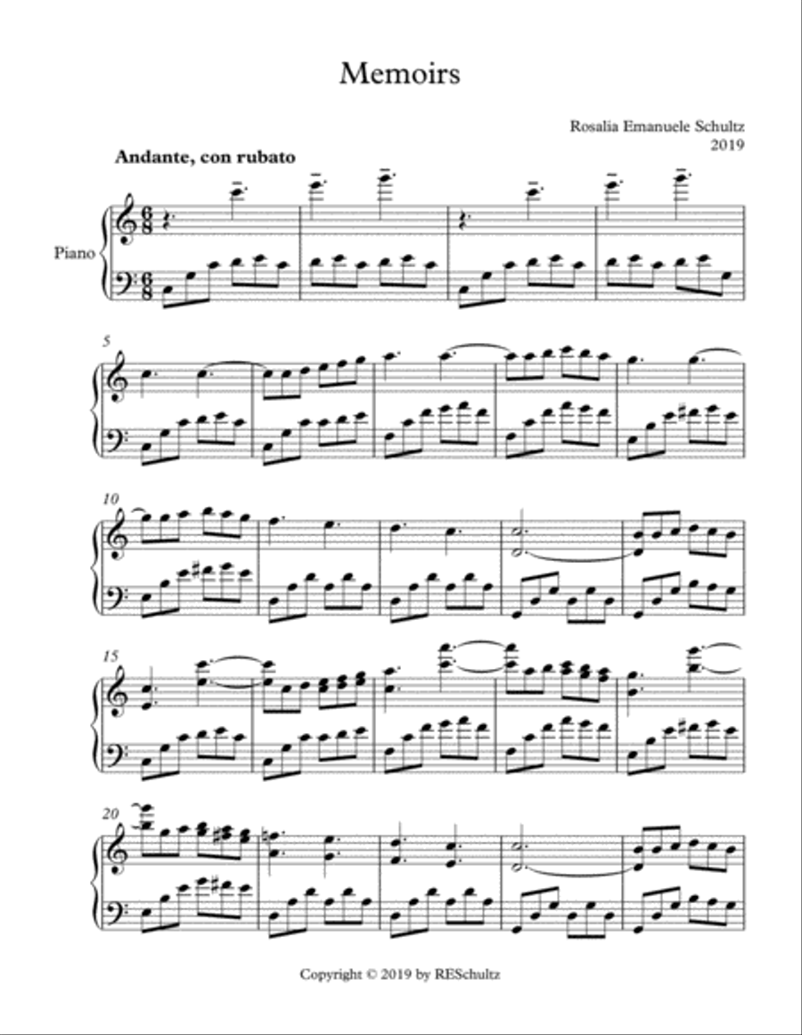 Memoirs Piano Solo scores gallery preview page 1