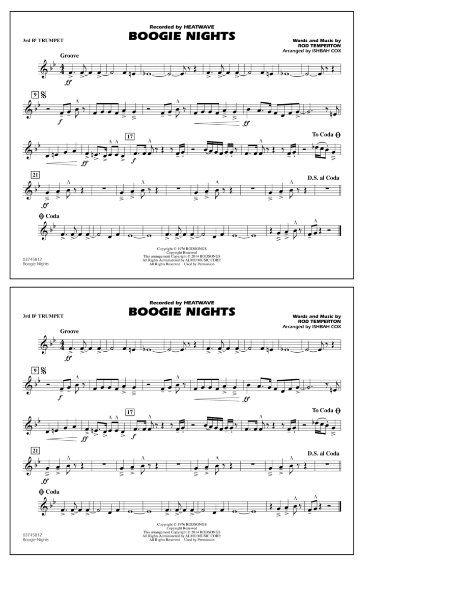 Boogie Nights - 3rd Bb Trumpet