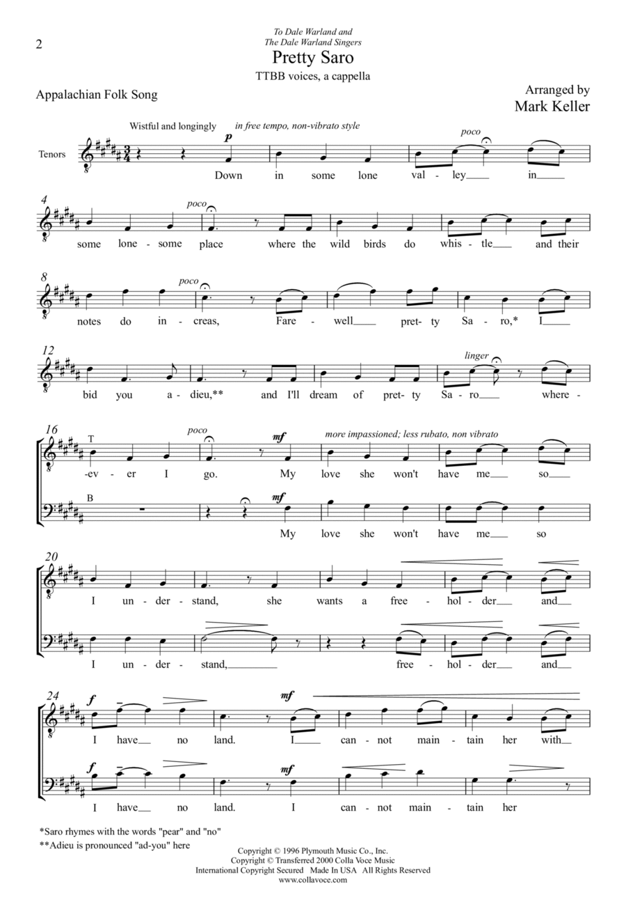 Pretty Saro Pretty Saro TTBB scores gallery preview page 1