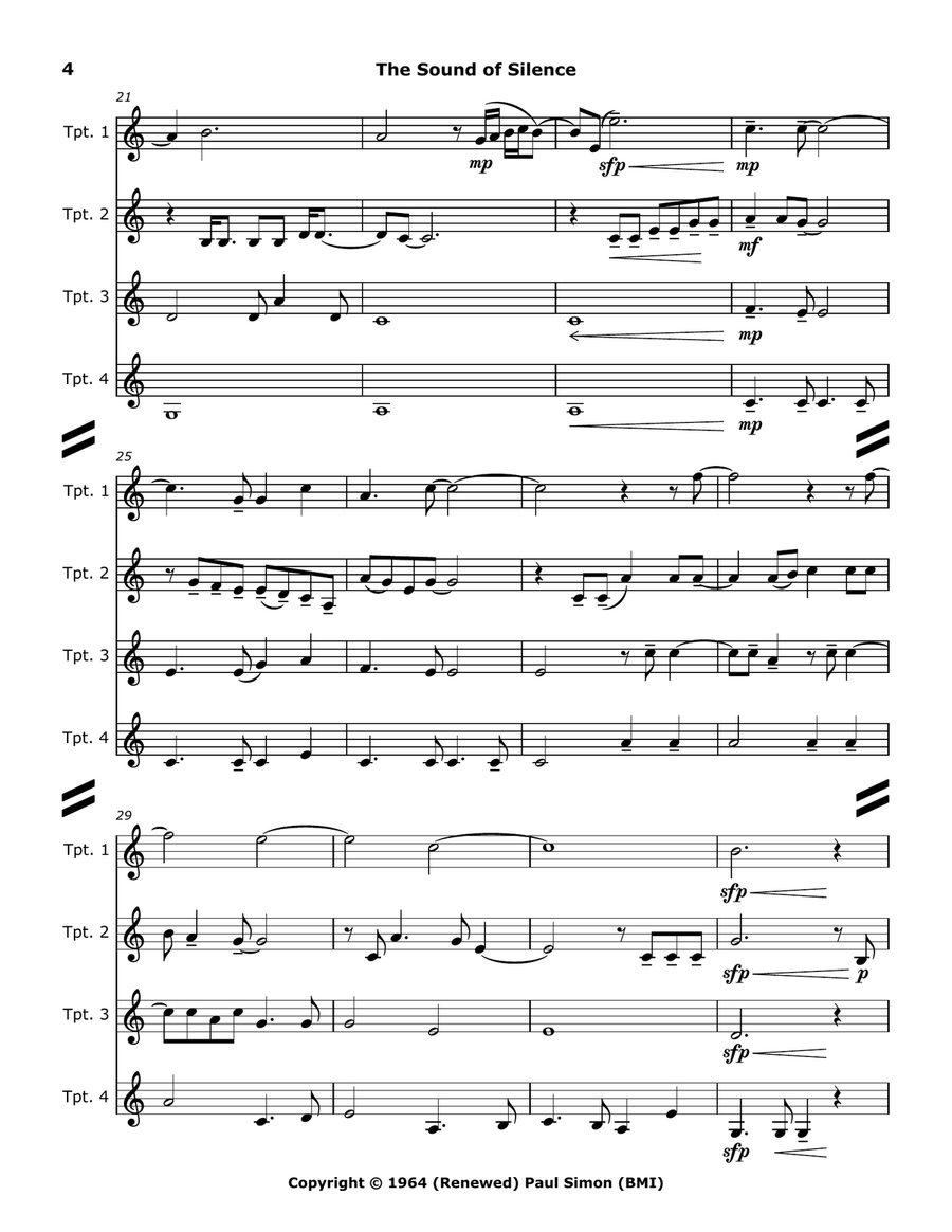 The Sound Of Silence The Sound Of Silence Brass Quartet scores gallery preview page 4