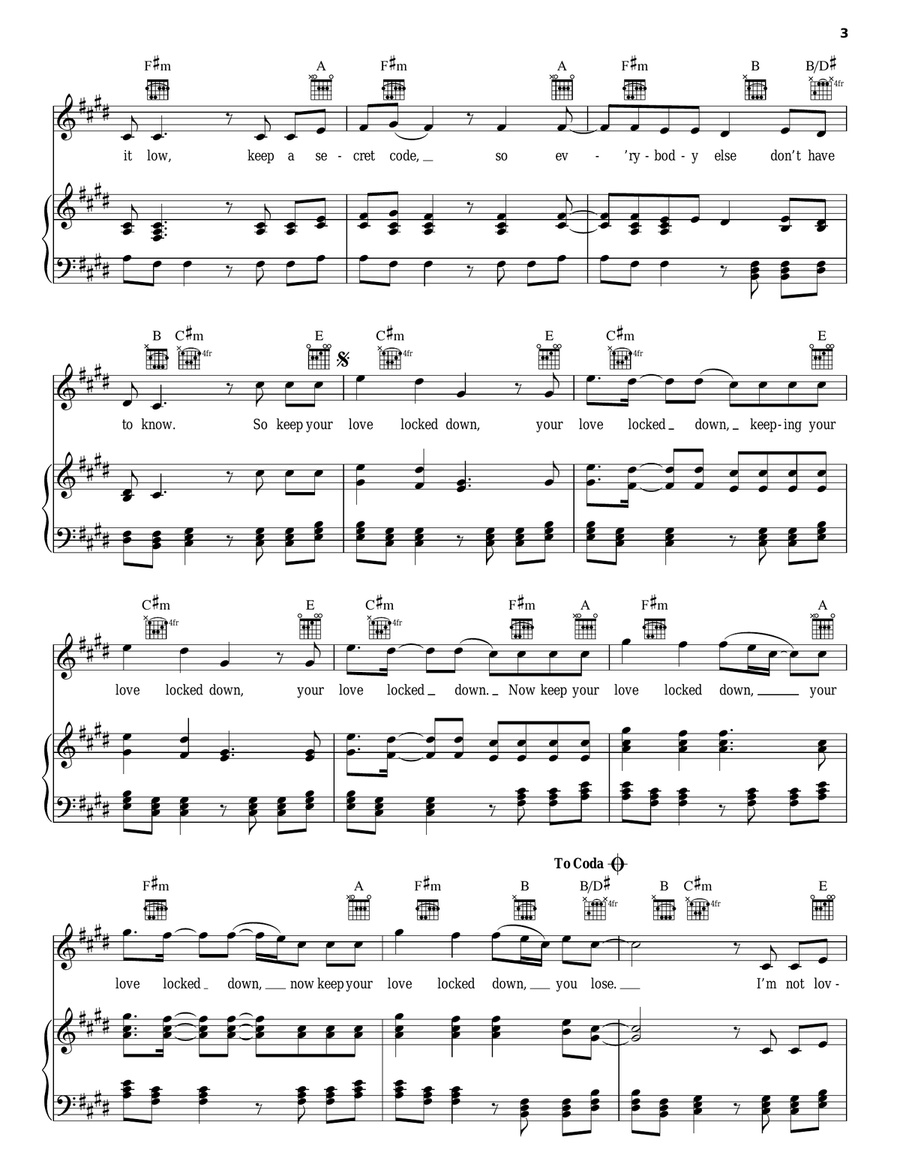 Love Lockdown Piano, Vocal, Guitar scores gallery preview page 3