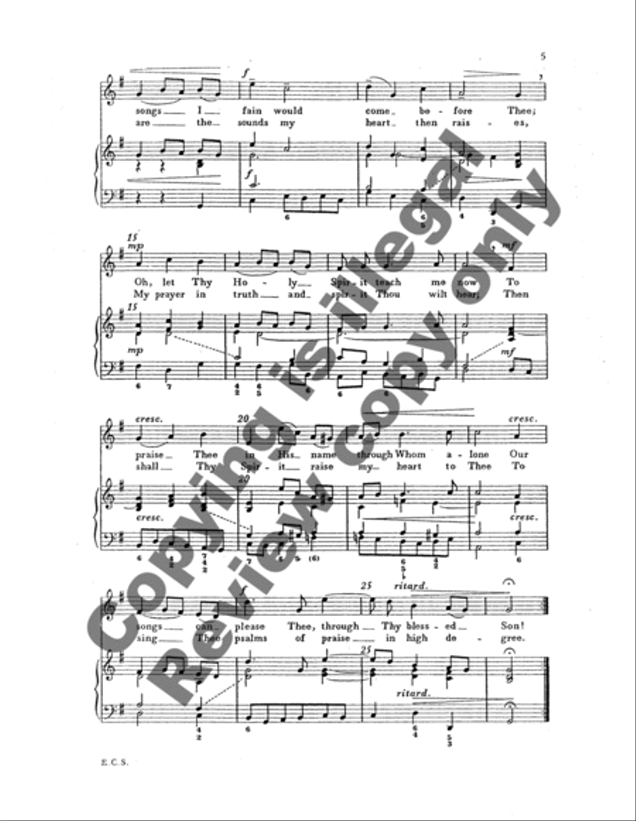 Schemelli Gesangbuch: Five Sacred Songs Unison Choir scores gallery preview page 11