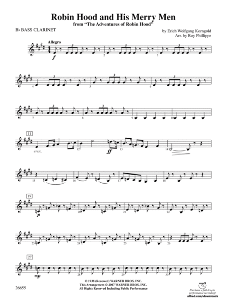 Robin Hood and His Merry Men: B-flat Bass Clarinet Full Orchestra scores gallery preview page 1