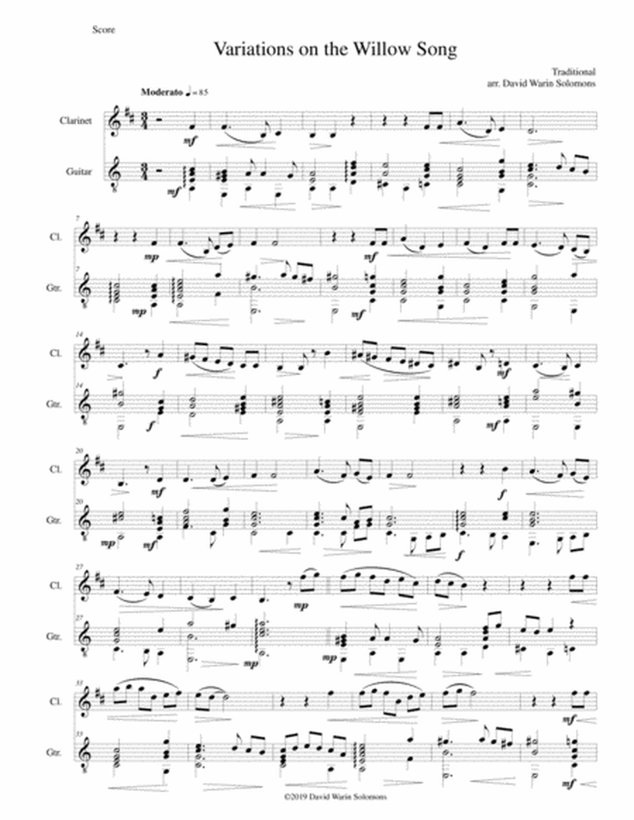 Variations on the Willow Song for clarinet and guitar image number null
