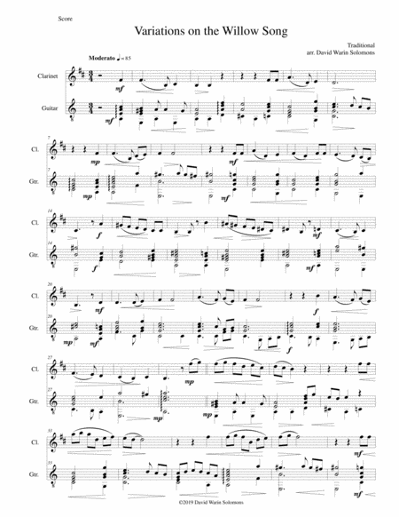 Variations on the Willow Song for clarinet and guitar image number null