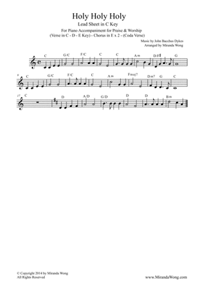 Holy, Holy, Holy - Lead Sheet in C Key (With Chords)